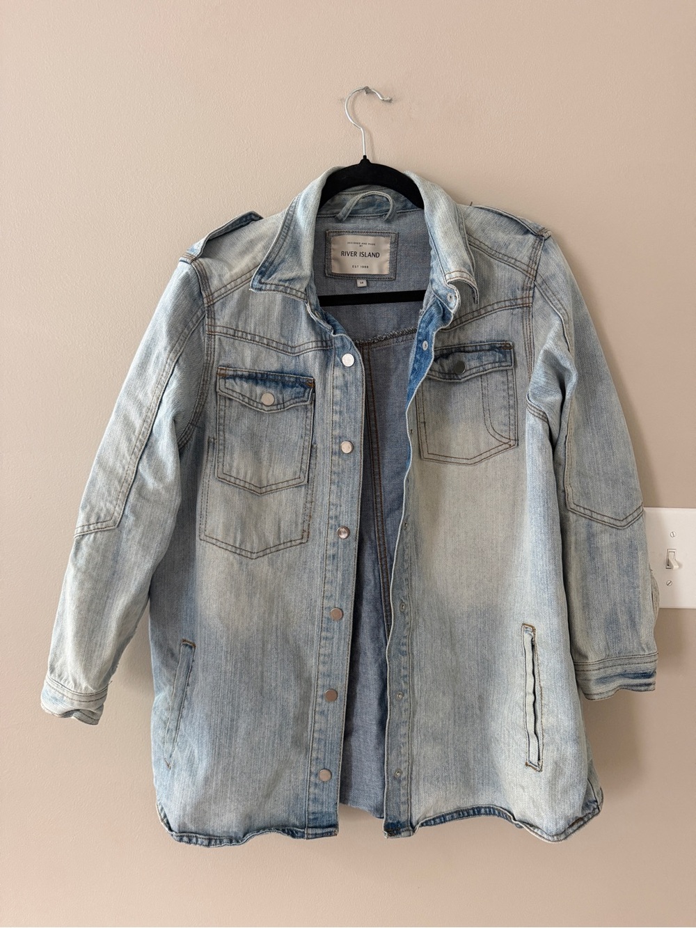 River Island Faded Light Blue Denim Shacket